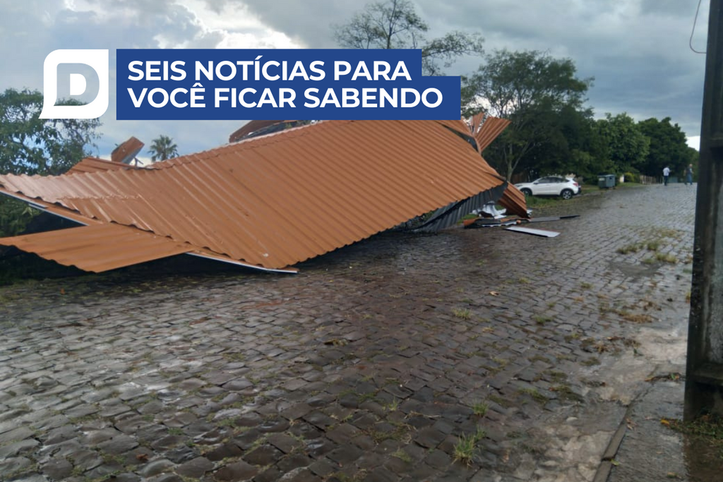 Rajadas de vento deixam parte da cobertura de hospital de cidade da região destelhada e outras 5 notícias