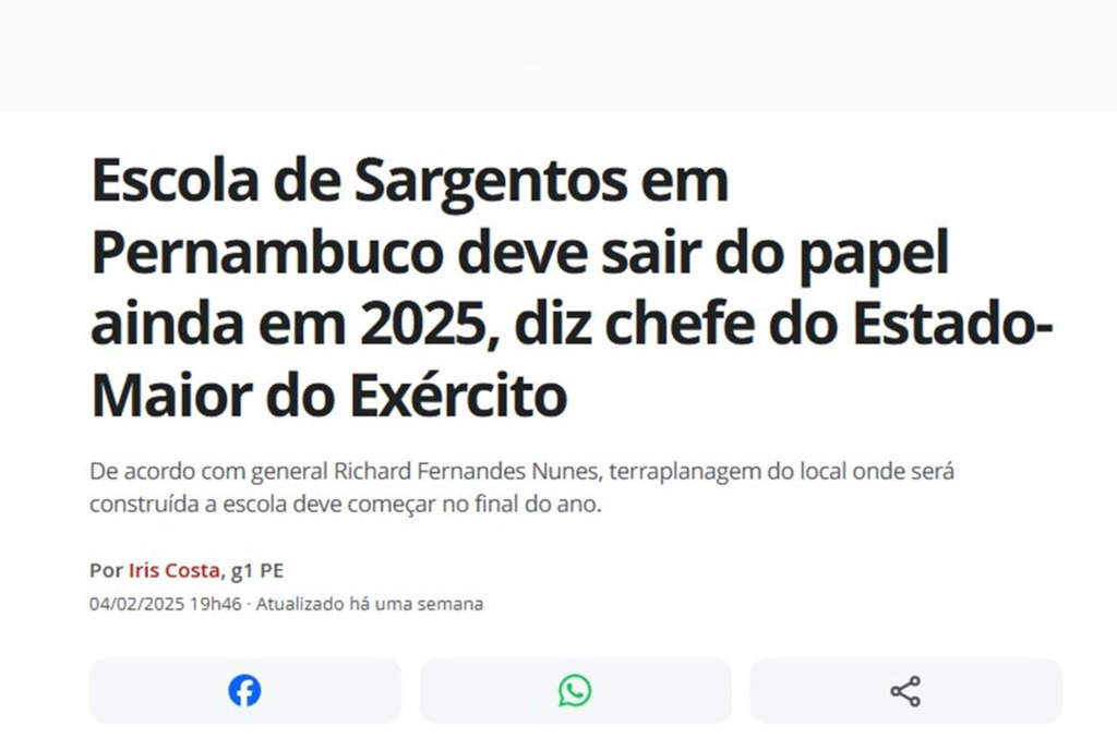 título imagem Apesar das polêmicas ambientais, Exército confirma que obra da Escola de Sargentos terá início neste ano