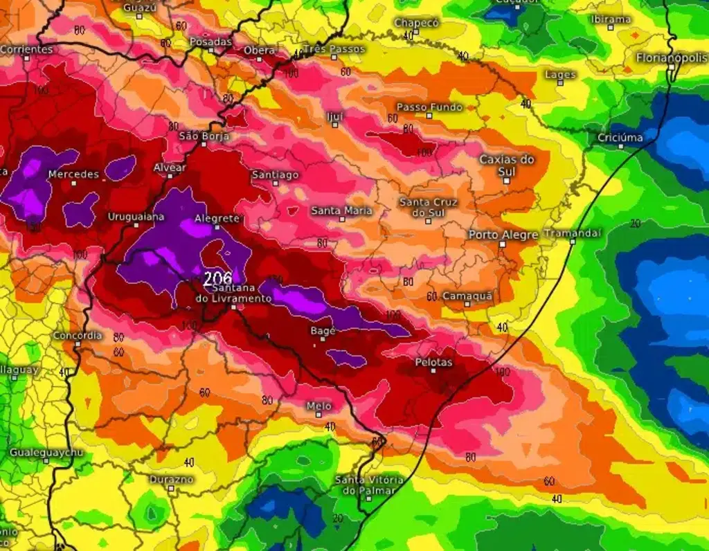 título imagem RS tem novo alerta de temporais, com risco de granizo e alagamentos na Região Central