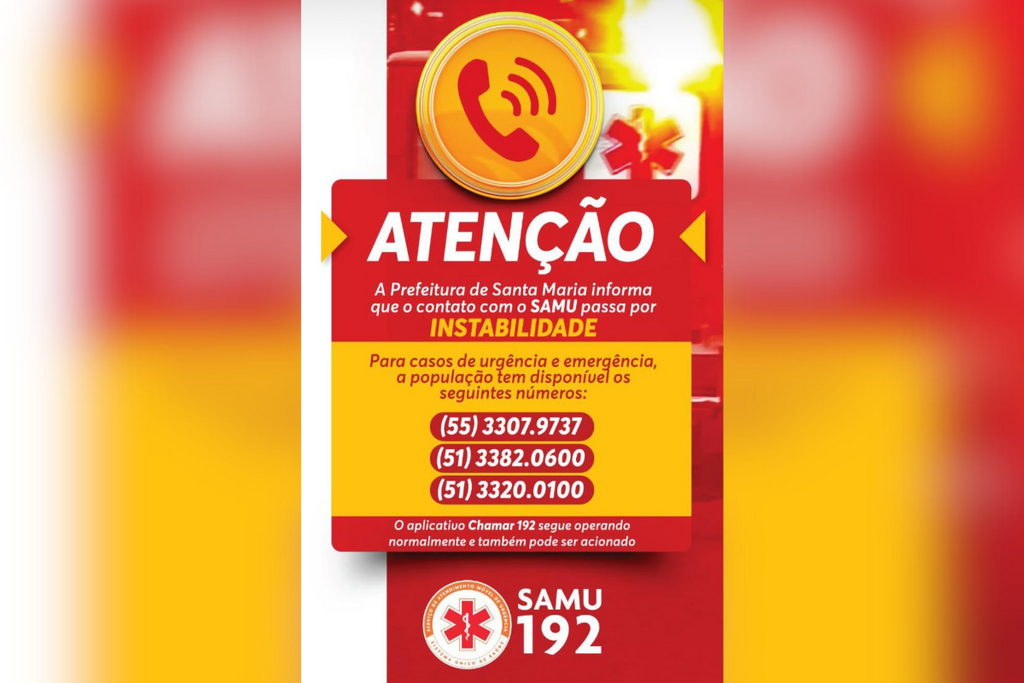 Telefone do Samu está fora de operação; saiba como pedir ajuda em Santa Maria