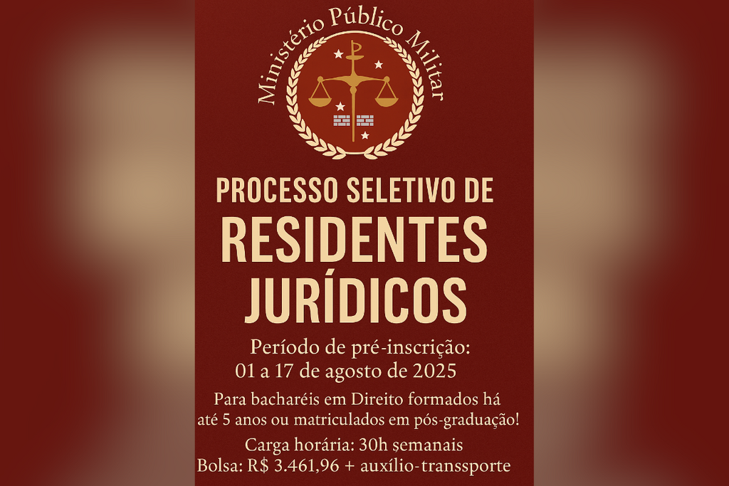 Procuradoria de Justiça Militar abre vaga para residência na área jurídica em Santa Maria; inscrições estão abertas