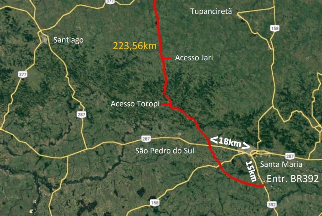 Começam a ser feitos os projetos da futura  BR-392 de Santa Maria a Santo Ângelo