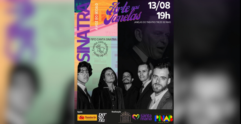 Frank Sinatra ganha tributo nas janelas do Theatro Treze de Maio nesta quarta-feira