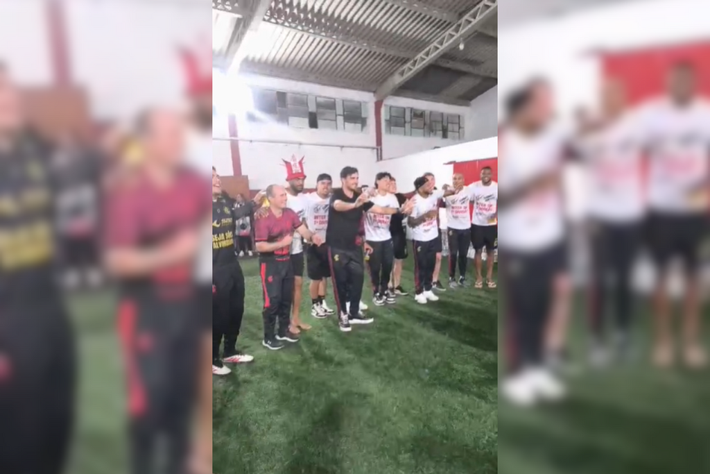 Pagode e descontração: atletas e comissão técnica do Inter-SM comemoram acesso à elite com festa no clube