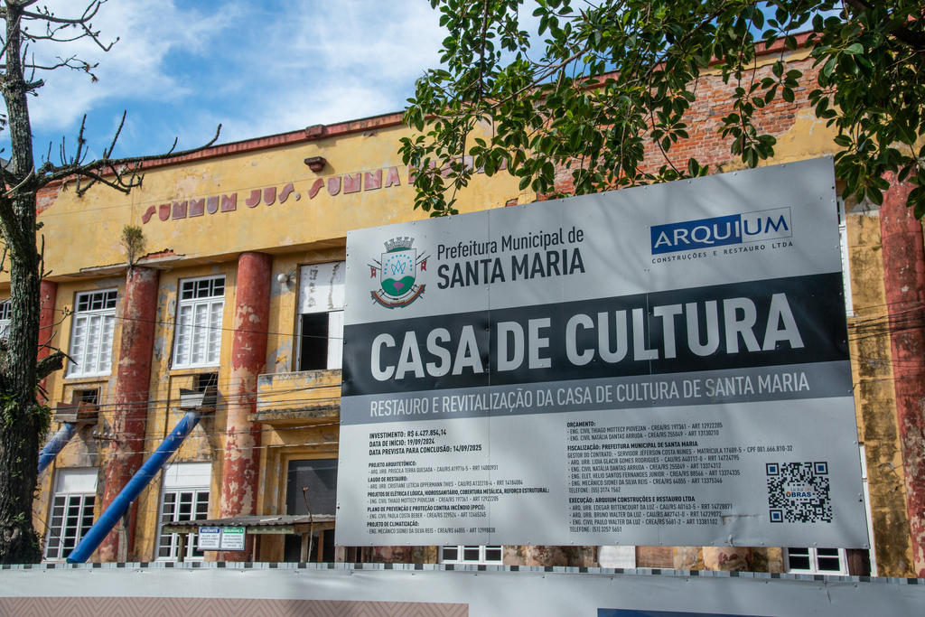 Término das obras da Casa de Cultura de Santa Maria tem novo prazo e ficará para 2026