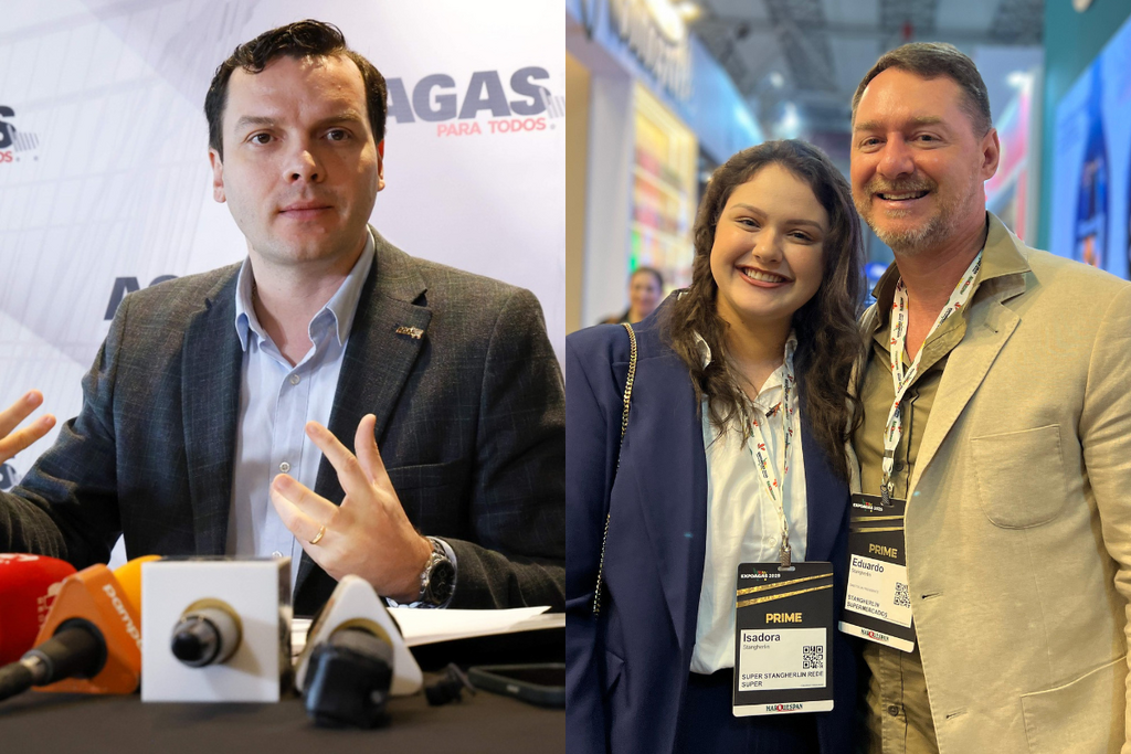 Foto: Larry Silva e Reprodução - Lindonor Peruzzo Junior (à esq.), e Isadora Stangherlin e Eduardo Luiz Stangherlin