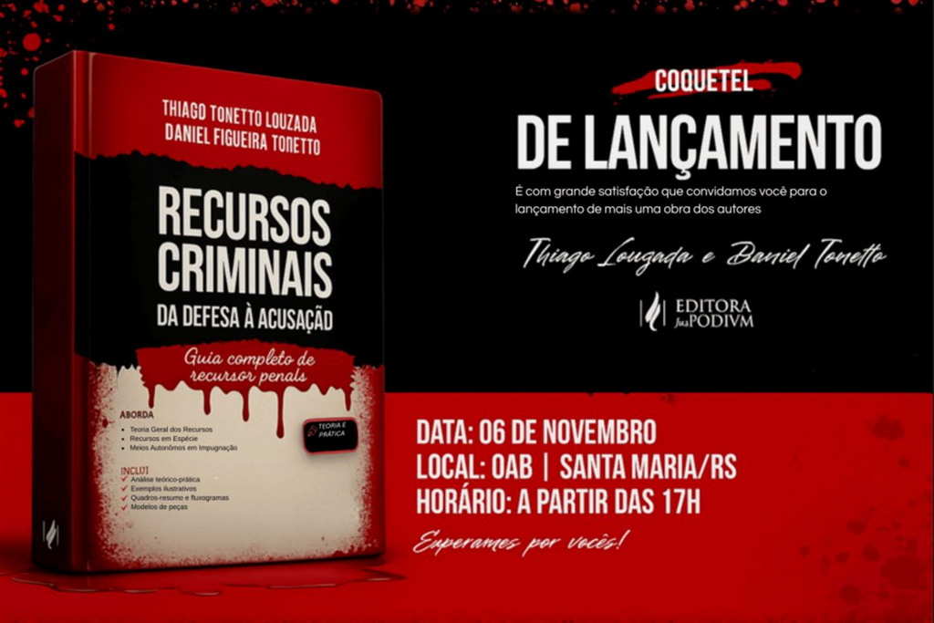 título imagem Juristas santa-marienses lançam novo livro sobre recursos penais na OAB de Santa Maria