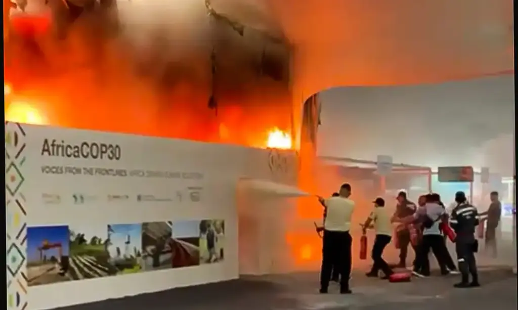 título imagem Incêndio atinge parte do pavilhão da COP30, em Belém