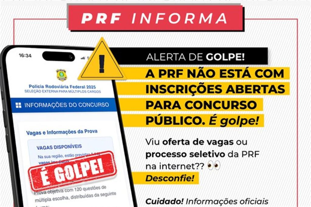 PRF alerta para site falso que anuncia seleção para a carreira policial