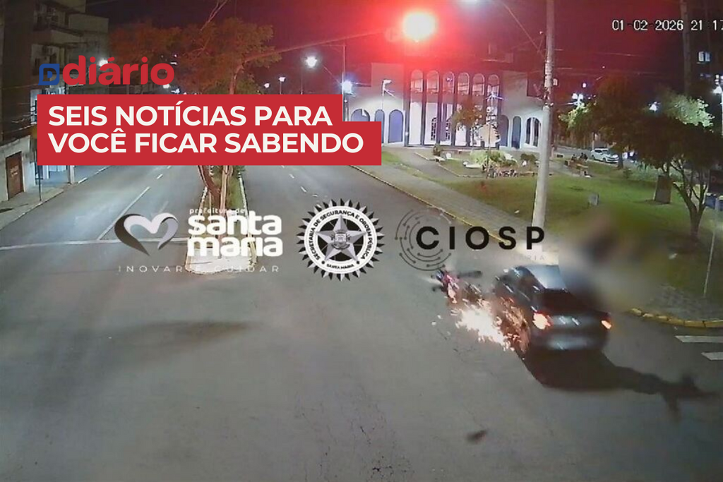 Em menos de 11 minutos, dois acidentes são flagrados no mesmo cruzamento no centro de Santa Maria e outras notícias