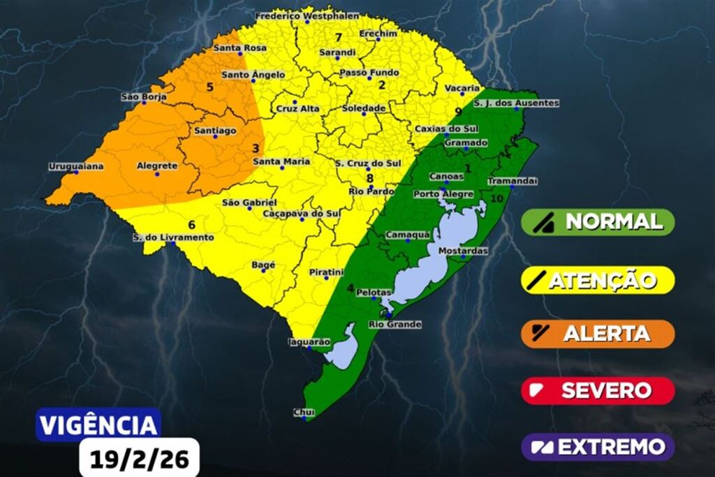 Tempestades avançam pelo Estado e colocam região central em atenção
