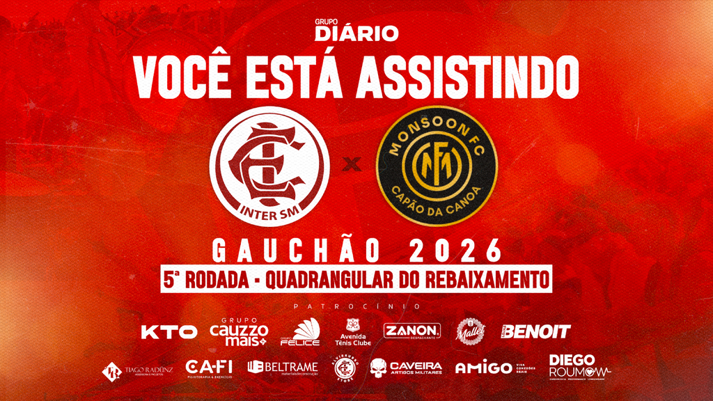 Acompanhe Inter-SM x Monsoon pela 5ª rodada do quadrangular do rebaixamento do Gauchão 2026