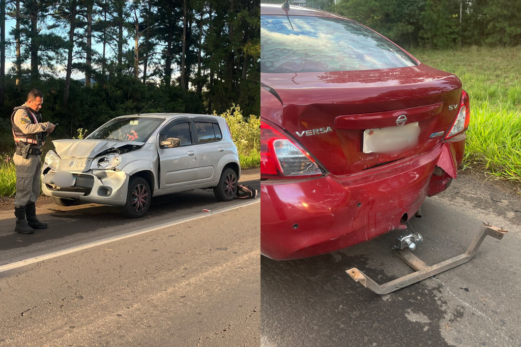 Colisão traseira entre carros é registrada na RSC-287, em Santa Maria e provoca congestionamento