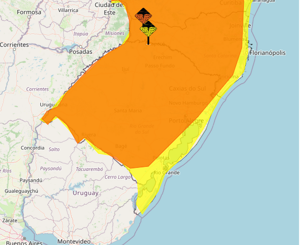RS tem quatro alertas do Inmet para risco tempestades neste fim de semana; dois atingem Santa Maria e região