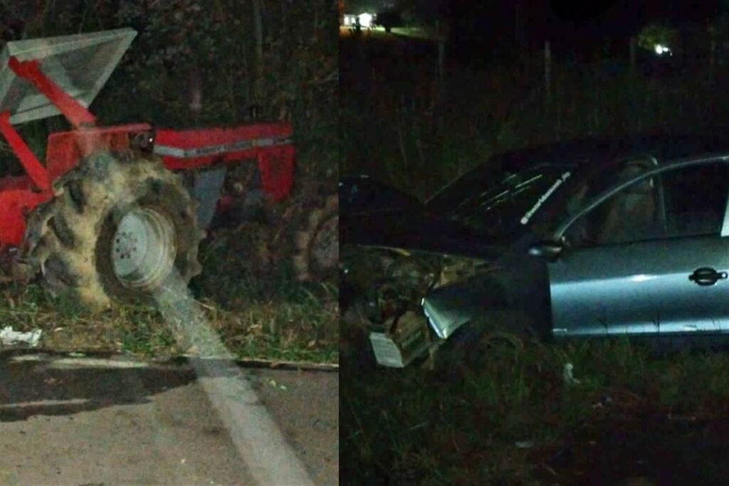 Motorista fica ferido após colisão entre carro e trator em estrada no interior de Formigueiro