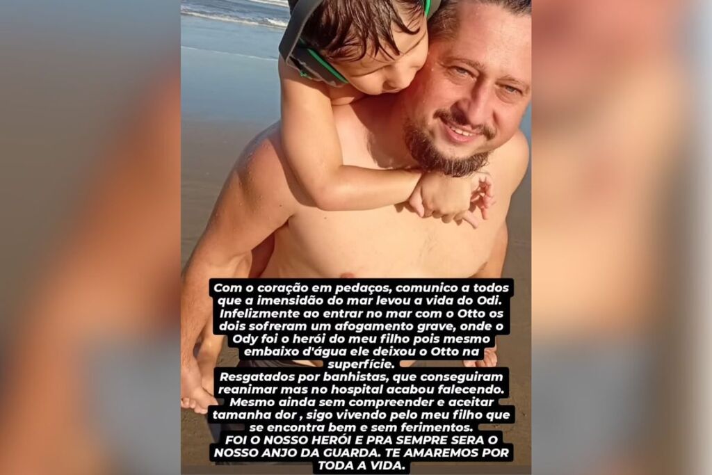 Foto: Reprodução (redes sociais) - Nas redes sociais, a esposa Larissa Dorneles fez uma publicação lamentando a morte do marido, que morreu como um herói