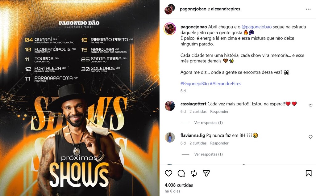 Alexandre Pires fará show em Santa Maria, mas sem venda de ingressos