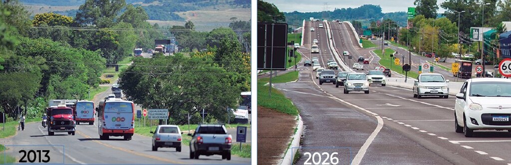 Fotos Diário - Antes e depois da obra de duplicação: como era e como ficou o trecho entre a rodoviária e o viaduto da Duque.
