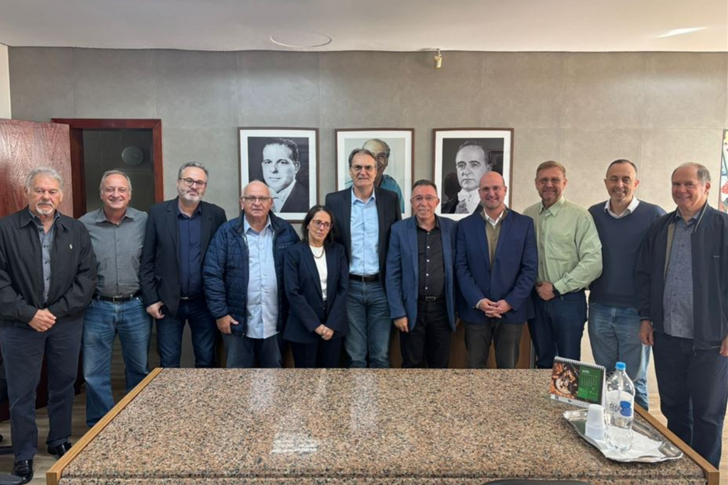 Foto: Divulgação - Paulo Burmann (ao centro, no meio), em reunião na sede do PDT Estadual, na segunda (27).