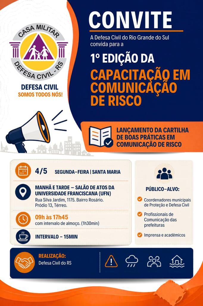 Santa Maria recebe 1ª capacitação estadual em comunicação de risco