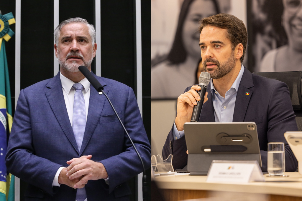 Fotos: Kayo Magalhães/Câmara dos Deputados & Vitor Rosa/Secom-RS - Ex-ministro da Reconstrução, Paulo Pimenta (esq), e governador do RS, Eduardo Leite (dir), apresentaram balanços após dois anos das enchentes