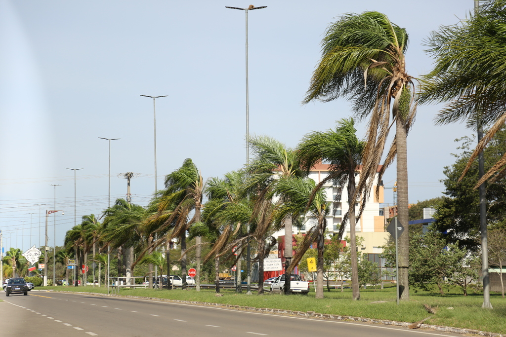 Vento norte atinge 70km/h em Santa Maria na manhã desta quinta; chuva forte deve chegar à noite