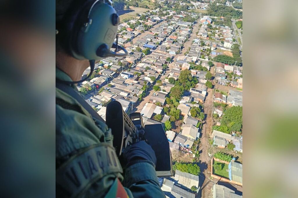 Brigada Militar utiliza apoio de helicóptero em operação contra grupos criminosos na região da Quarta Colônia utiliza