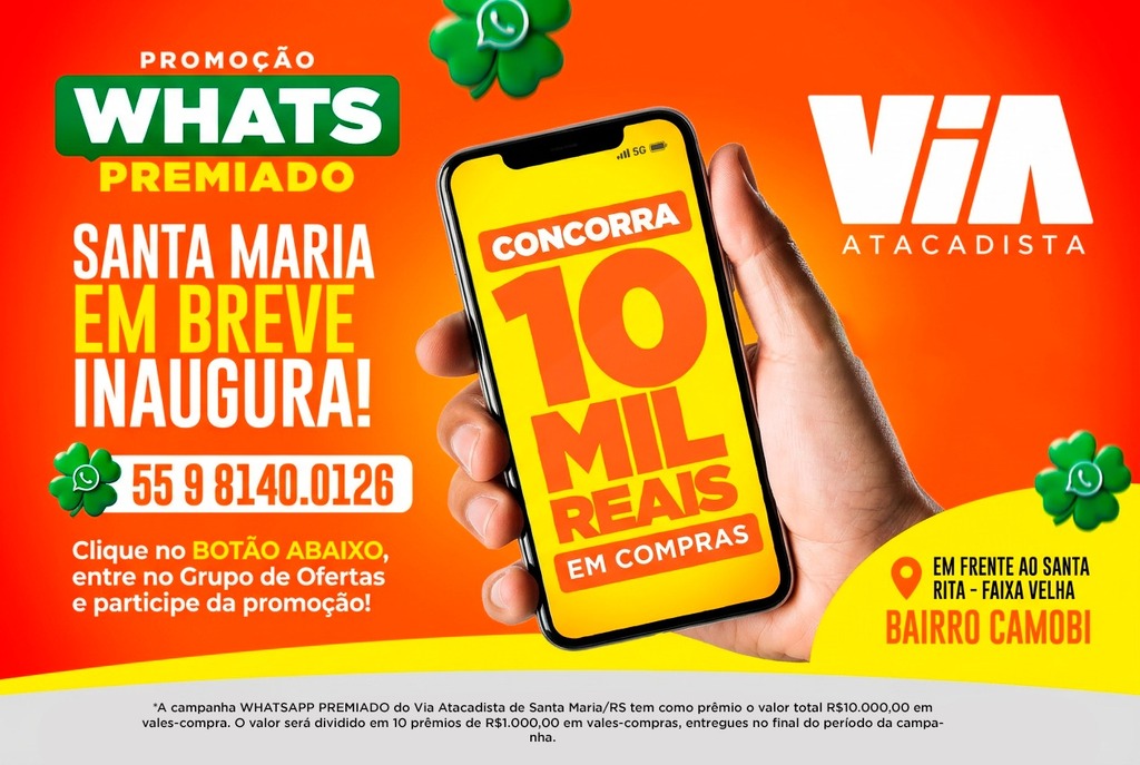 Via Atacadista lança promoção de R$ 10 mil em vales-compra antes da inauguração em Santa Maria