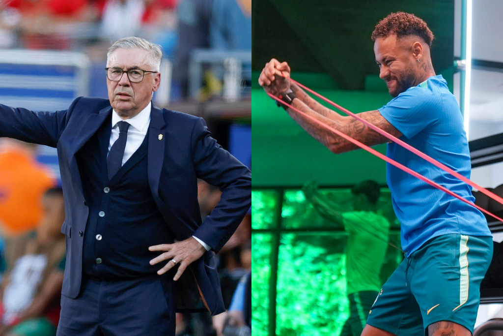 título imagem Ancelotti vive pressão após empate do Brasil na estreia, e Neymar passa por reavaliação nesta segunda-feira