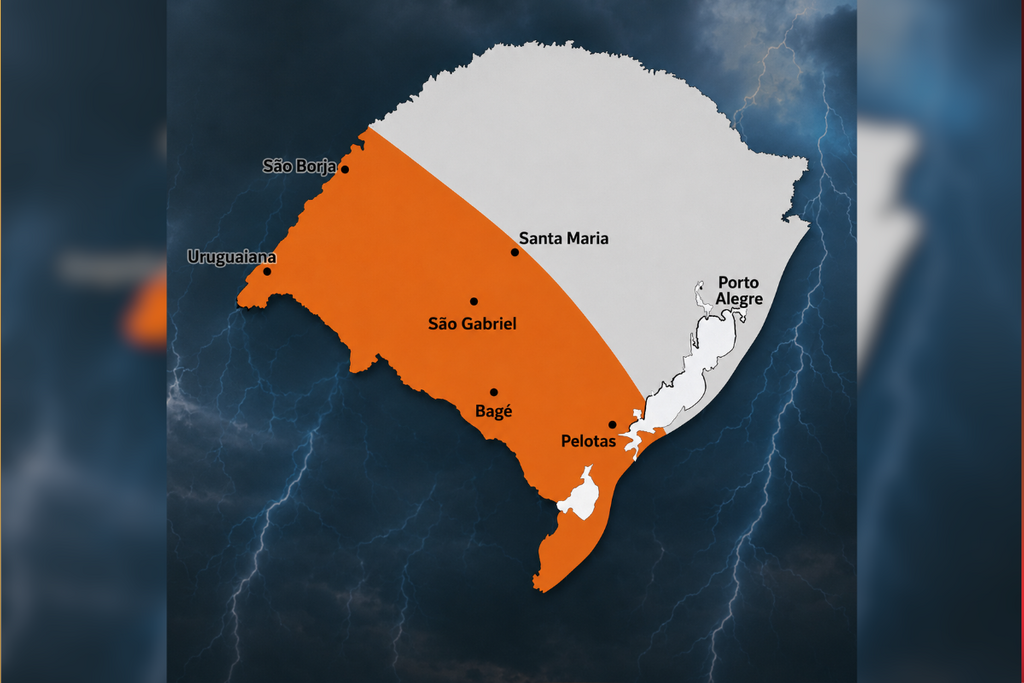 Santa Maria e região entram em área com risco de tornado durante temporais previstos para este fim de semana