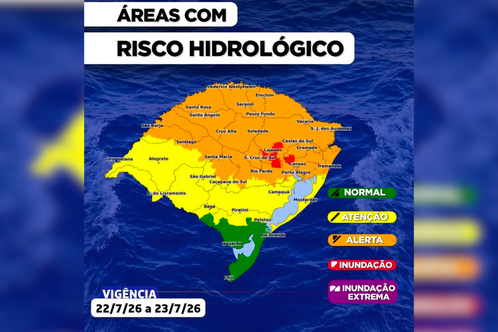 Defesa Civil atualiza níveis de rios e mantém alertas para áreas da Região Central; confira