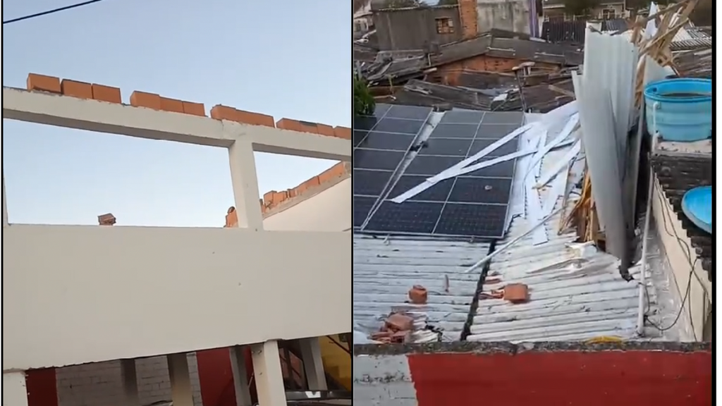 Rajadas de vento causam destelhamentos em Santa Maria e atingem estrutura do Estádio Presidente Vargas