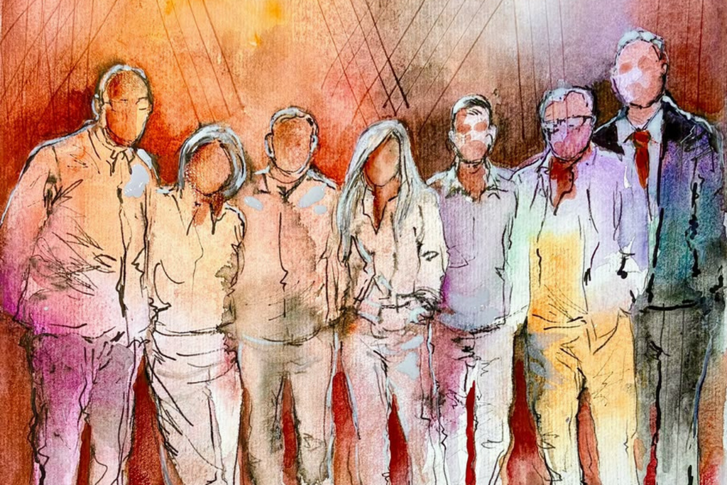 Arte: Marilia Chartune (Divulgação) - Obra aquarelada da capa foi inspirada nos momentos descontraídos vividos pelos integrantes ao final dos programas
