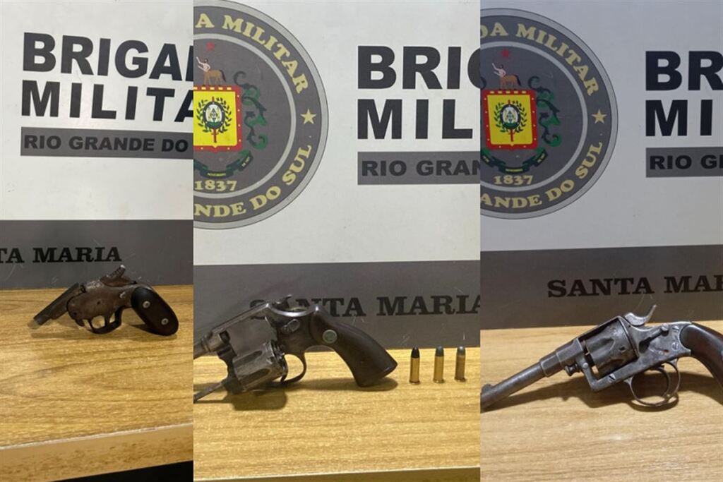 Três armas de fogo e munições são apreendidas em menos de 12 horas em Santa Maria