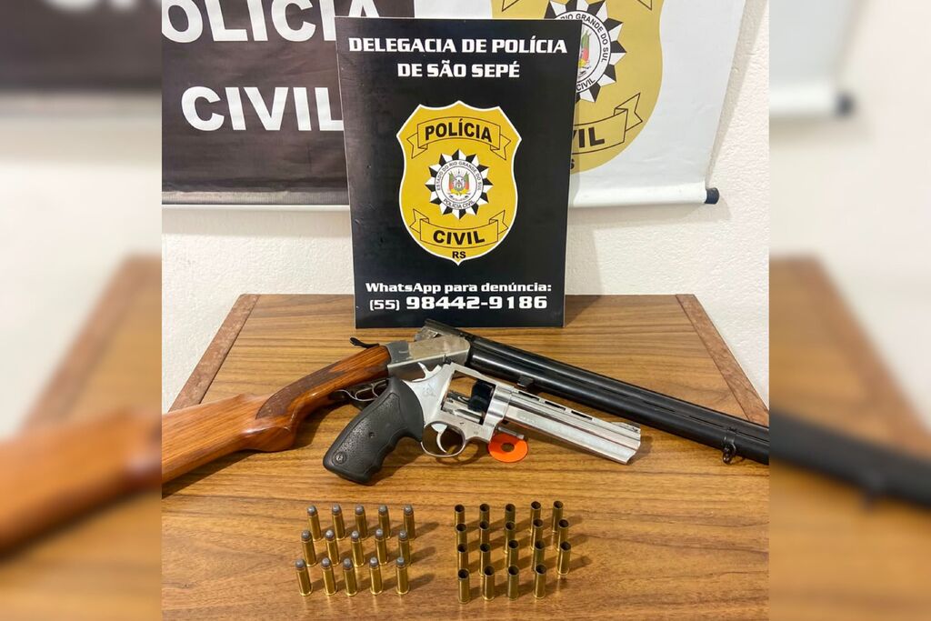 Armas e munições são apreendidas após mulher denunciar violência doméstica em São Sepé