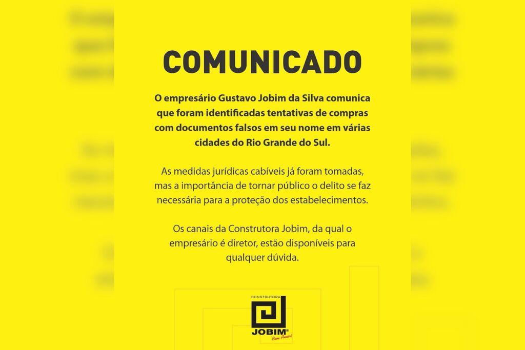 Nome de dono de construtora de Santa Maria é usado em tentativas de compras com documentos falsos no RS
