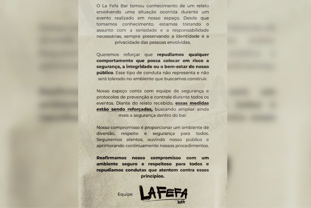 Bar se manifesta após relato de que mulher teria sido dopada durante festa em Santa Maria