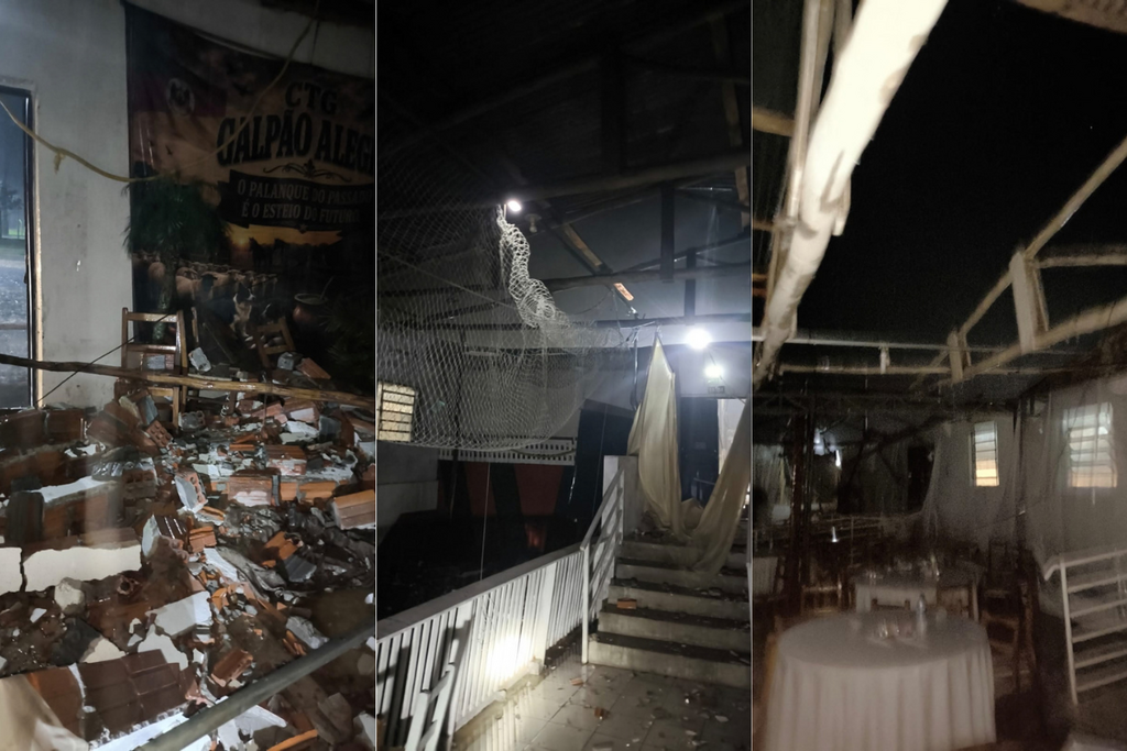 Temporal destelha CTG, derruba poste e causa danos em São Martinho da Serra