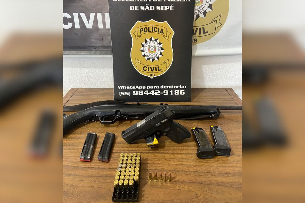 Armas e munições são apreendidas após mulher denunciar perseguição do ex-companheiro em São Sepé