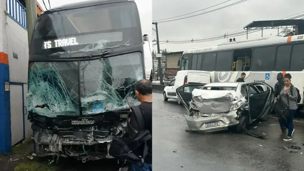 Motorista de ônibus morre ao volante e provoca engavetamento com 21 veículos no Rio de Janeiro