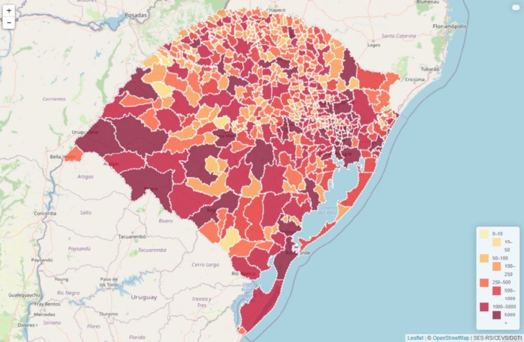 RS ultrapassa 1 milhão de casos confirmados de Covid-19