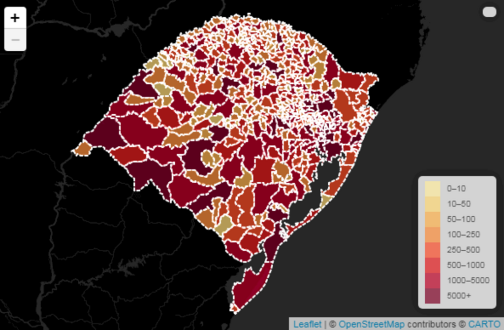 Rio Grande do Sul registra mais 414 óbitos pela Covid-19