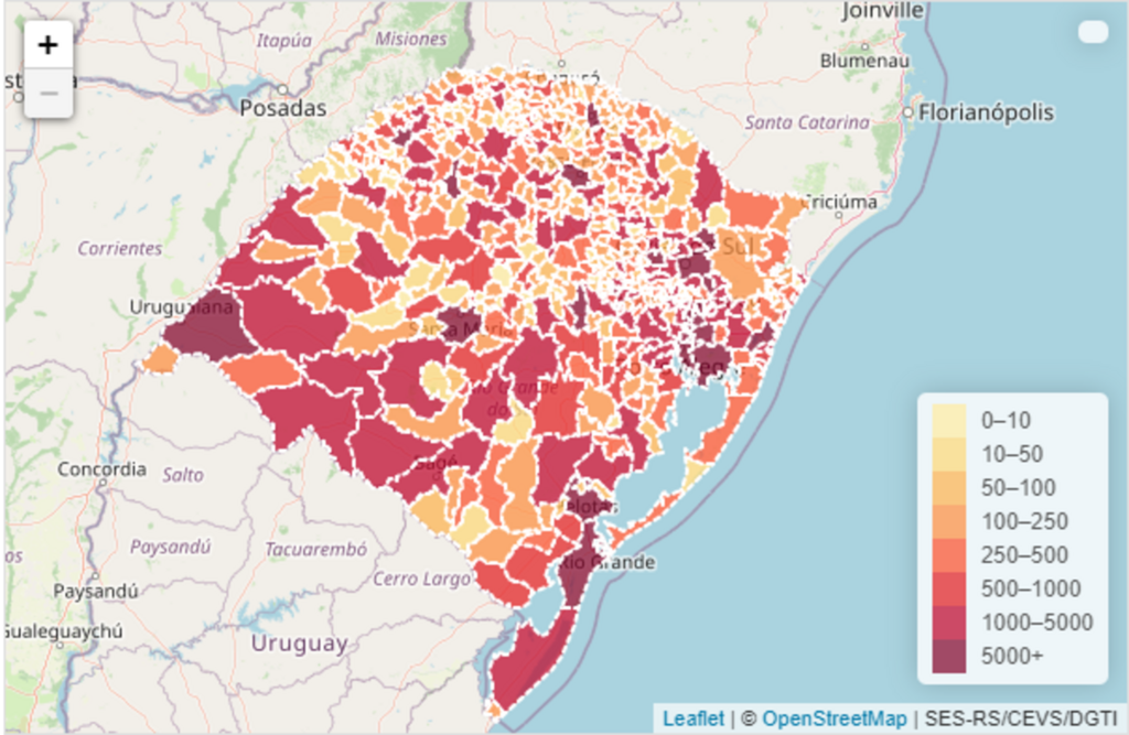 Rio Grande do Sul confirma mais 77 mortes por coronavírus