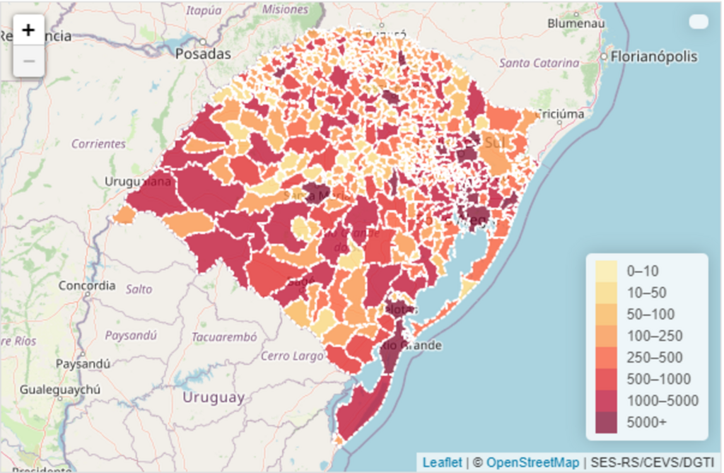 Rio Grande do Sul registra mais 20 mortes por Covid-19