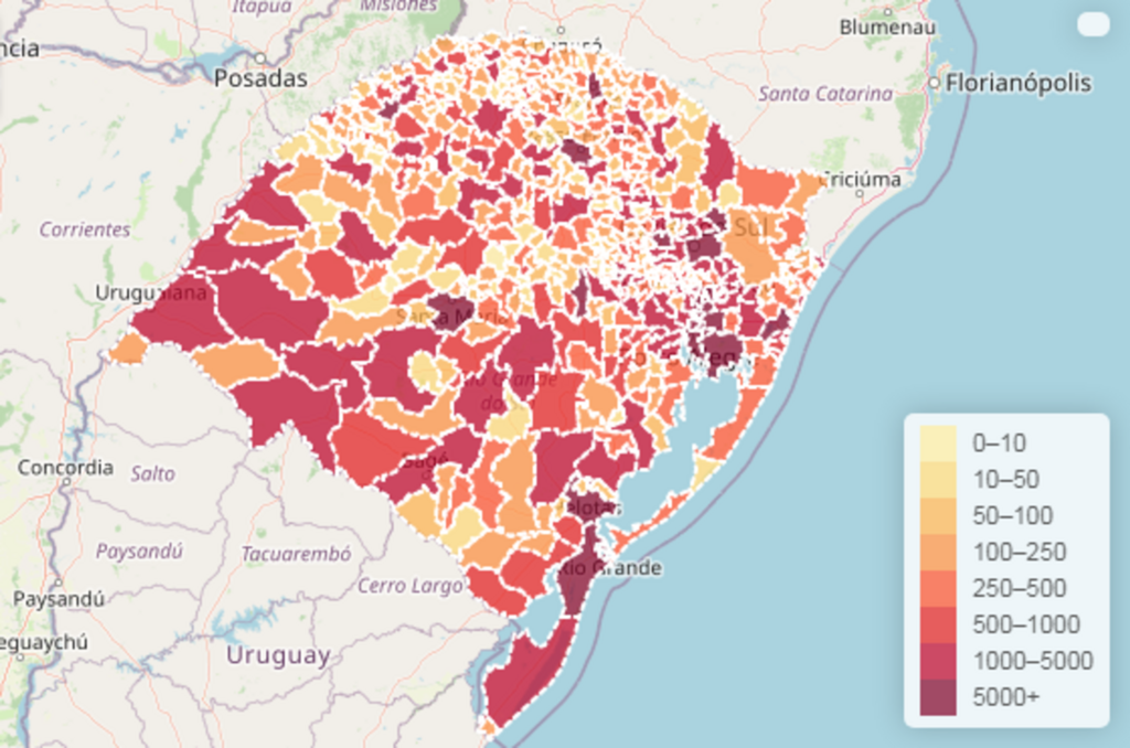 Rio Grande do Sul tem 11,3 mil óbitos e 586,3 mil casos de Covid-19