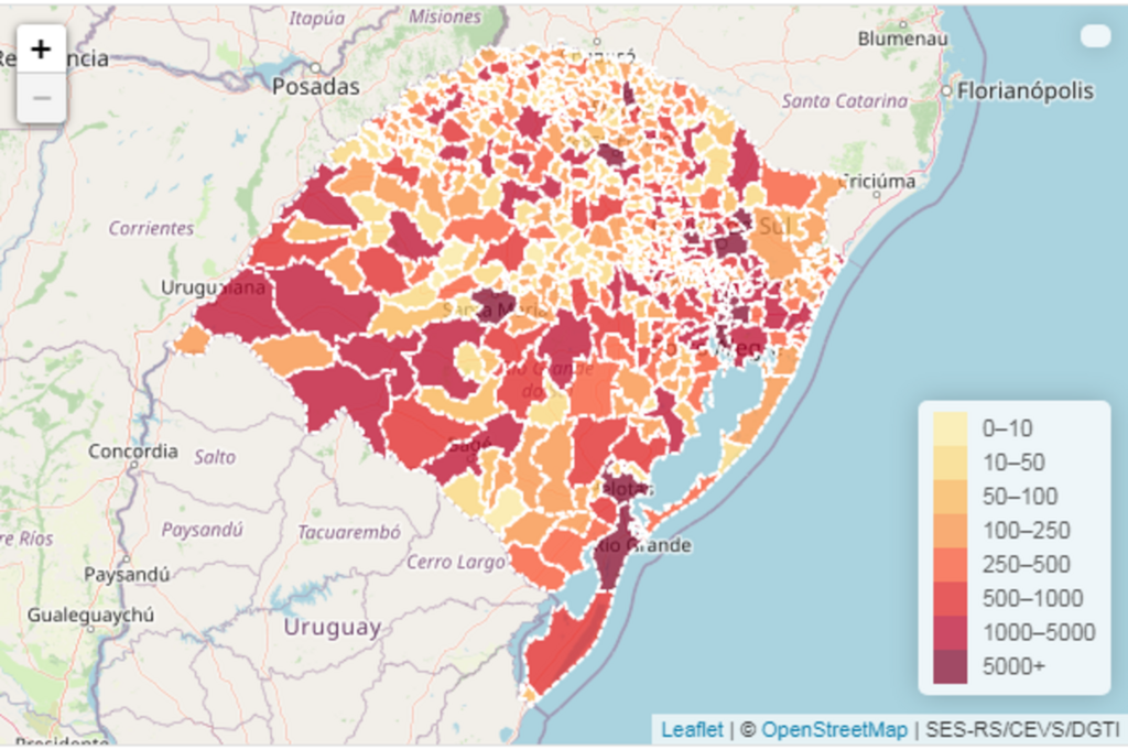 Com mais 8 mortes na região, total de óbitos por Covid-19 chega a 8.680 no RS