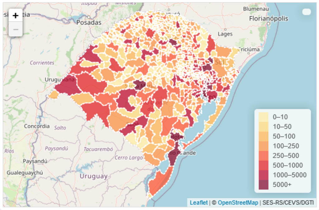 Rio Grande do Sul ultrapassa 250 mil casos confirmados de Covid-19