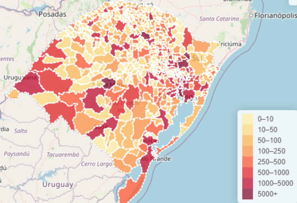 Boletim do RS registra mais 45 mortes e 1.997 novos casos de Covid-19