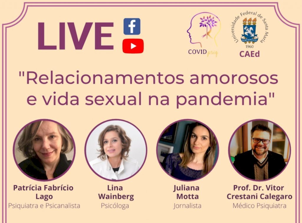 Live discute relacionamentos amorosos e vida sexual na pandemia nesta terça-feira