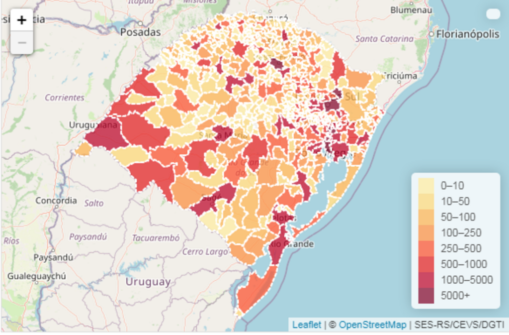 RS tem 46 novos óbitos associados à Covid-19, e o total chega a 4.898